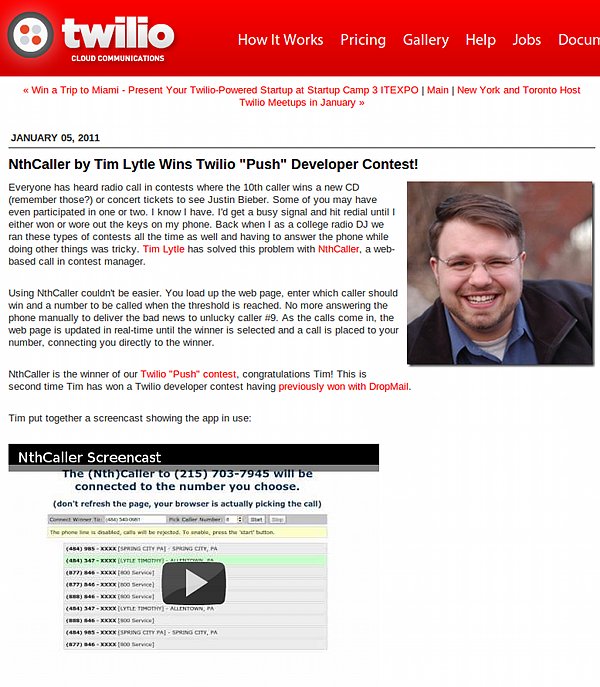 NthCaller by Tim Lytle Wins Twilio 