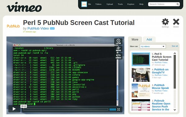 Perl 5 <pub>PubNub</pub> Screen Cast Tutorial